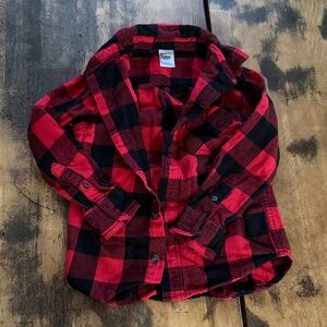 Kids Red and Black Plaid Button Down Shirt